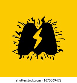 M letter logo with lightning negative space. Hand drawn monochrome vintage style. Perfect type for energy labels, superhero print, rock music posters etc.