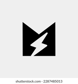 M Logotipo De Letra Con Diseño De Vector De Tornillos De Truco Lightning. Ilustración del vector con logotipo M de la letra del tornillo eléctrico.