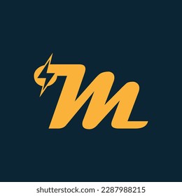 M Logotipo De Letra Con Diseño De Vector De Tornillos De Truco Lightning. Ilustración del vector con logotipo M de la letra del tornillo eléctrico.