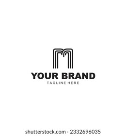 M letter logo with line