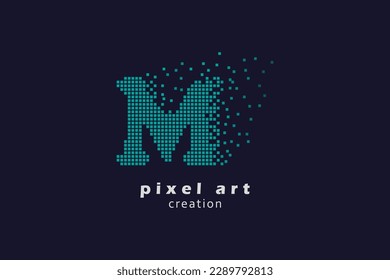 M letter logo. Logotype vector design. collection pixel art