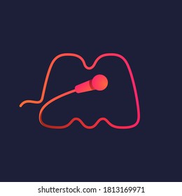 M Buchstabenlogo aus Milchkabel. Dieses Symbol kann für eine Musikfirma verwendet werden Werbung, Neonzeichen, Karaoke-Identität, etc.