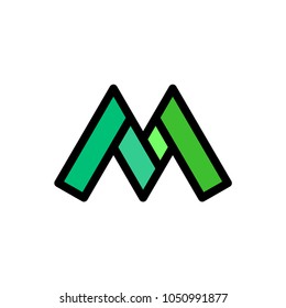 M letter logo with a minimalist flat line