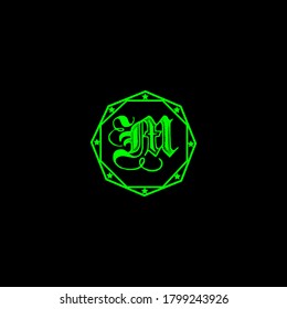 M letter logo monogram design on black background.M letter logo for fashion design