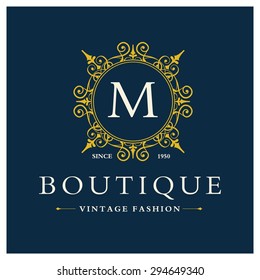 M Letter logo, Monogram design elements, line art logo design. Beautiful Boutique Logo Designs, Business sign, Restaurant, Royalty, Cafe, Hotel, Heraldic, Jewelry, Fashion, Wine. Vector illustration