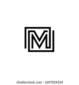 M and M letter logo monogram vector design. Abstract business logo. Monochrome monogram in the square shape icon template. black color symbol on isolated white background