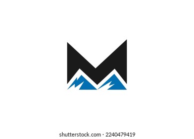 Logo de la letra M con forma de montaña en diseño plano