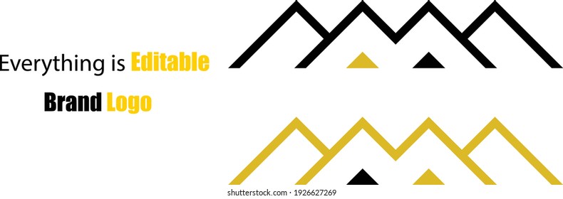 M letter logo with mountains view. m letter vector logo template