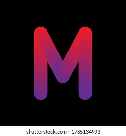 Logo de la letra M con un bonito fondo negro. Bonito ícono de letra colorida.
