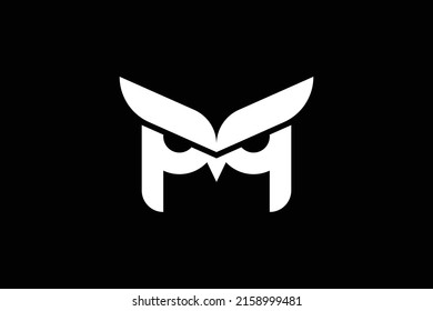 M letter logo with owl head vector