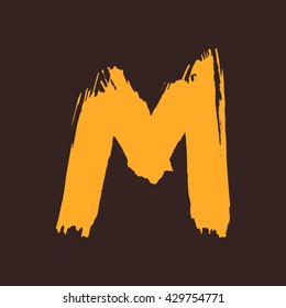 M letter logo painted with a brush. 