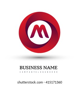 M letter logo in the red circle. Vector design template elements for your application or company identity.