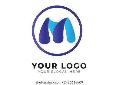 M letter logo in round circle vector template file