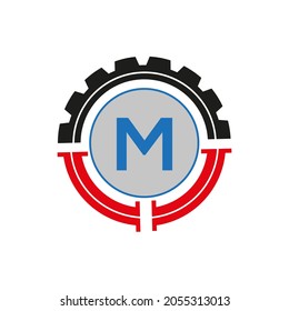 M letter Logo with Round Shape Black color vector template	