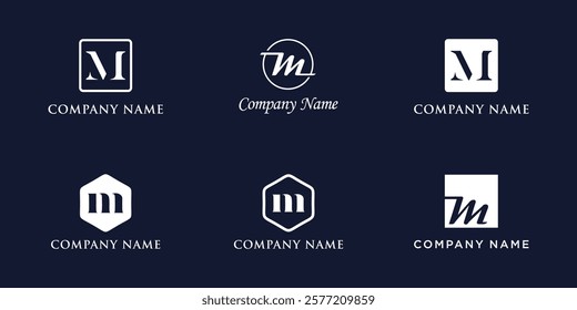 M Letter Logo Set Monogram style, bundle vector