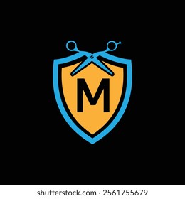 M letter Logo with Shield, M shield logo design template