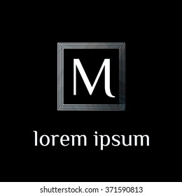 M letter logo in square border - vector (sign, symbol, icon, border)