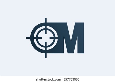 M Letter Logo, Target Cross Logo Design.