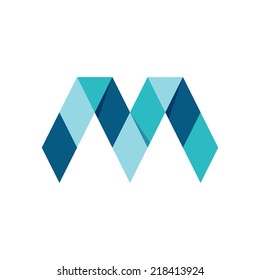 M letter logo template. Flat colors.