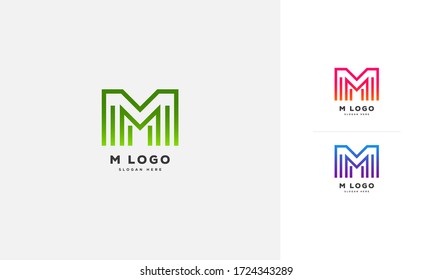 M letter logo template with modern gradient color