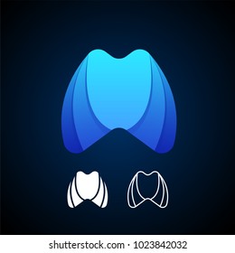M letter logo template. Vector abstract material design, flat, line art style. Origami 3d paper shape