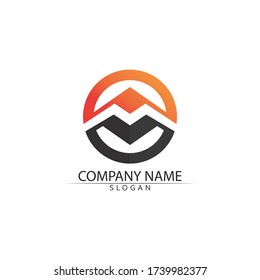 Diseño de ilustraciones vectoriales de plantillas de logotipos M y letras y M