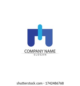 Diseño de ilustraciones vectoriales de plantillas de logotipos de letras M