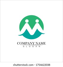 M Letter and M Logo Template vector illustration design