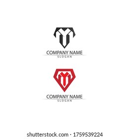 Diseño de ilustraciones vectoriales de plantillas de logotipos de letras M