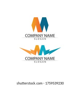 Diseño de ilustraciones vectoriales de plantillas de logotipos de letras M