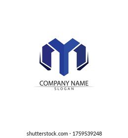 Diseño de ilustraciones vectoriales de plantillas de logotipos de letras M