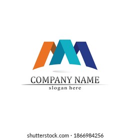 Diseño de ilustraciones vectoriales de plantillas de logotipos de letras M