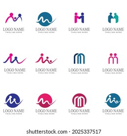 Diseño de ilustraciones vectoriales de plantillas de logotipos de letras M