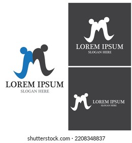 Diseño de ilustraciones vectoriales de plantillas de logotipos de letras M