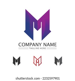 Diseño de ilustraciones vectoriales de plantillas de logotipos de letras M