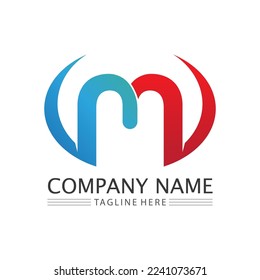 Diseño de ilustraciones vectoriales de plantillas de logotipos de letras M