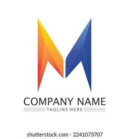 Diseño de ilustraciones vectoriales de plantillas de logotipos de letras M