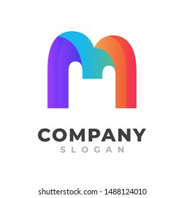 m letter logo template for your company with modern simple vibrant colorful style