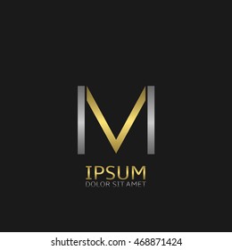 M letter logo template for your business company. Golden and silver colors