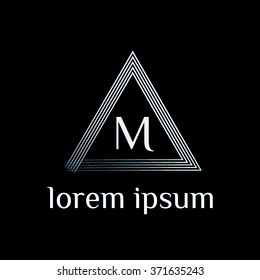 M letter logo with triangle border - vector (sign, symbol, icon, border)