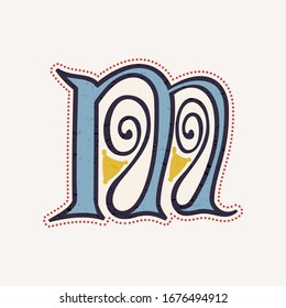 M letter logo in true celtic knot-spiral style. Perfect typeface for for history identity, medieval print, tribal posters, etc.