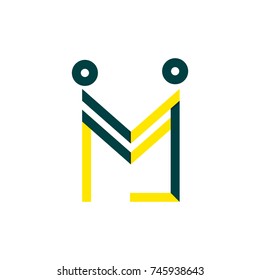 M letter logo with two people shake hand form an email shape. logo tempalte for business