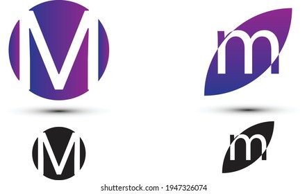 M letter logo with two styles and gradient colors