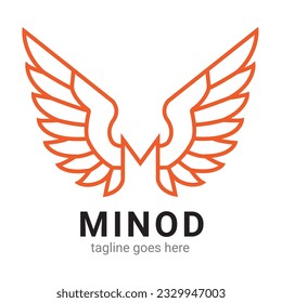Logo de la letra M con dos alas como un pájaro