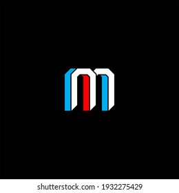 M letter logo vector design on black color background. m alphabet