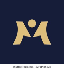 M letter logo vector design with a human icon in the middle