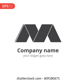 M letter logo vector design. Abstract business logo. M monochrome symbol for template. Grey color icon on isolated white background.