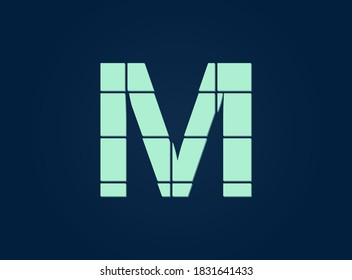 Logo de letra M, fuente de diseño vectorial.  Hecho de cuchillo cortado. Para logotipo, etiqueta de marca, elementos de diseño, identidad corporativa, aplicación y más. IsolatedEps10 ilustración
