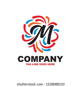 M letter logo vector with full colors shape.eps10