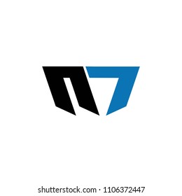 m letter logo vector. m letter and seven logo vector. mn letter logo vector